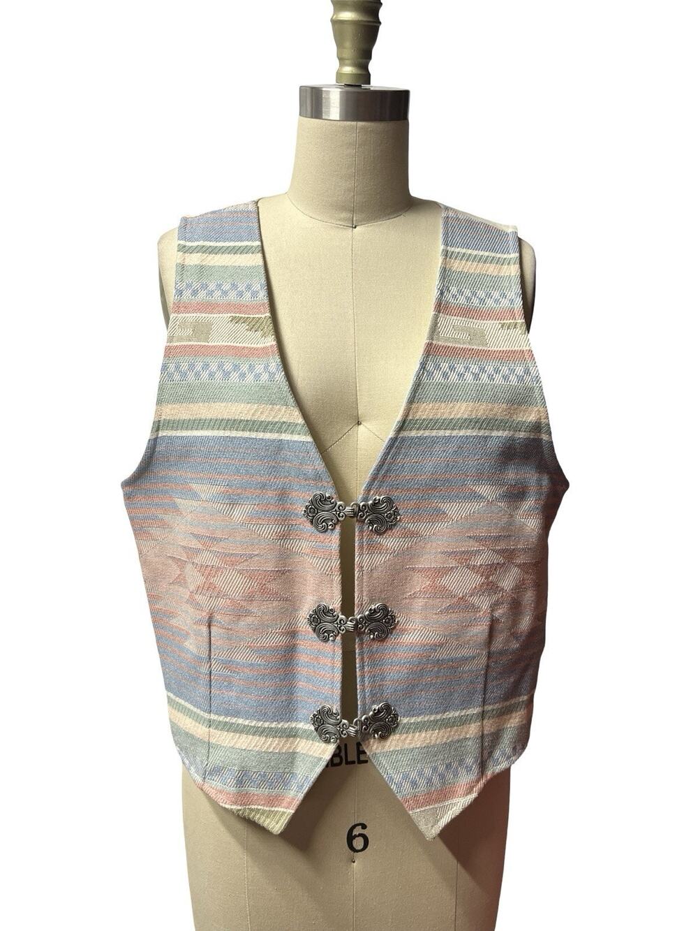 Vintage Roper Tapestry Vest Sz M Button Western Cowgirl Rodeo Southwestern USA